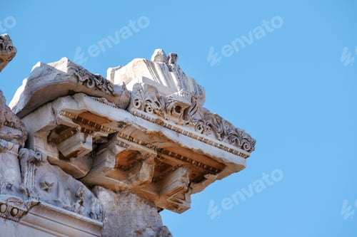 Preview: Selective focus close up temple Pergamon Acropolis Ruins in Izmir, Turkey.