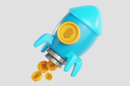 Preview: Bullish Bitcoin rocket launch crypto investment growth symbol 3D Icon
