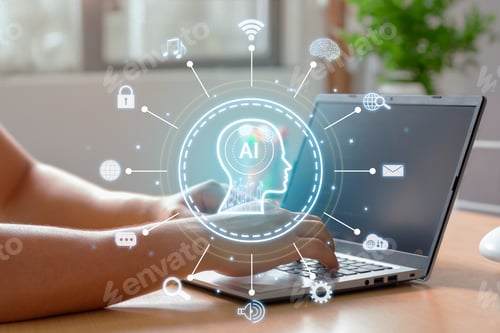 Preview: Using the intelligence of a laptop to interact with artificial intelligence. Automation technology.