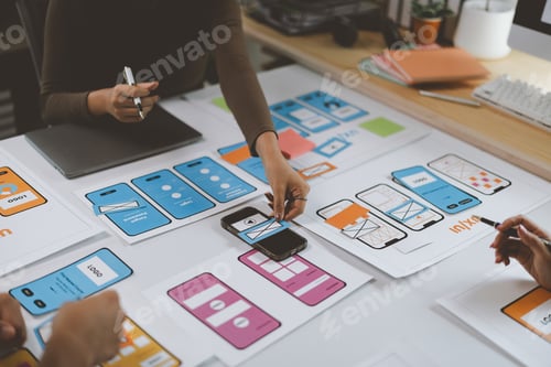 Preview: Designers working on user interface and user experience of mobile application