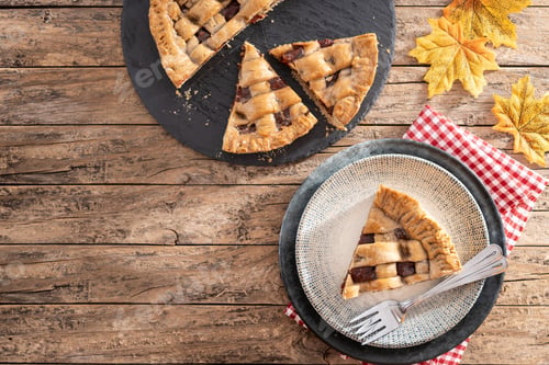Preview: Slice of traditional Pastafrola pie with guava filling, also known as Cuban pae