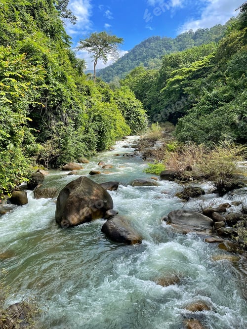 Preview: The waterfall and stones in tropical forest natural at Khao Banchop Waterfall in Chanthaburi Provinc
