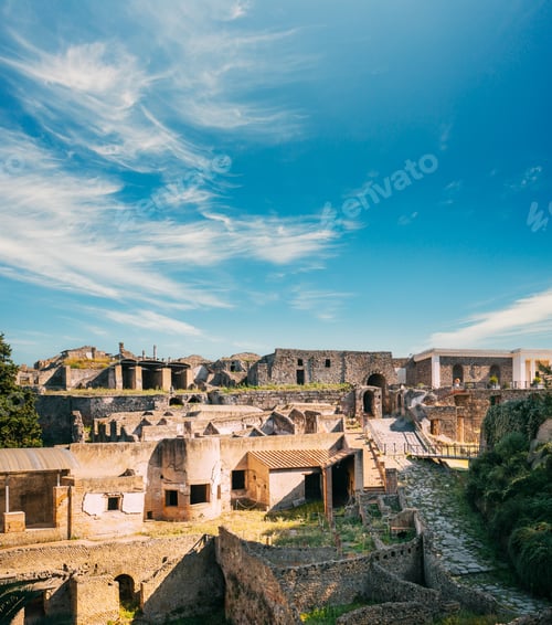 Preview: Pompeii, Italy. View Of Pompeii Archaeological Park In Sunny Day