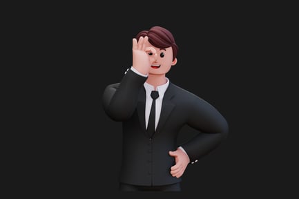 Preview: Man in suit, hand to forehead gesture
