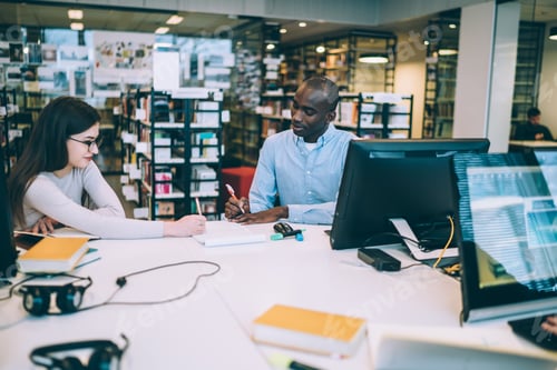 Preview: Attentive mates studying in library