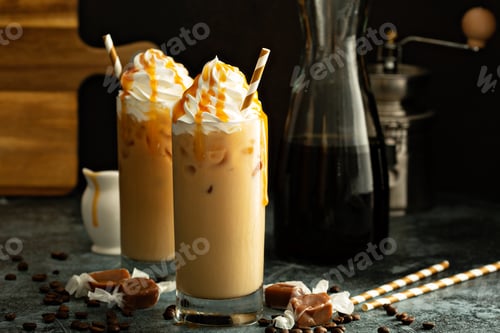 Preview: Caramel iced latte with whipped cream