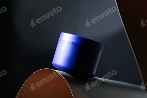 Preview: Jar of hair care cosmetic product for blonde hair on black background