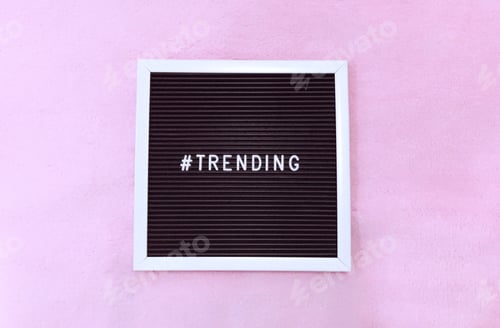 Preview: Tending wording on pink background