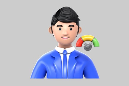 Preview: Business cartoon avatar with dashboard