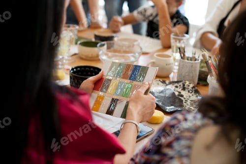 Preview: Choosing colors for creating artisanal pottery at art class
