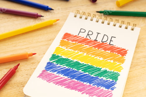 Preview: Notebook with LGBT rainbow flag drawing
