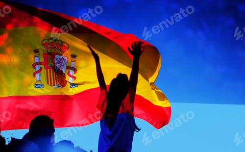 Preview: soccer supporter against flag of Spain