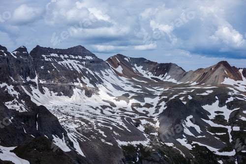 Preview: mountain landscape with snow and clouds
