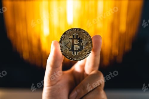 Preview: Cryptocurrency golden bitcoin image for crypto currency