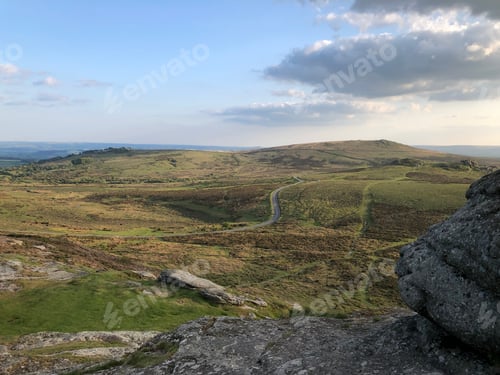 Preview: Dartmoor National Park landscape image of Haytor rocks in Dartmoor, England, UK.