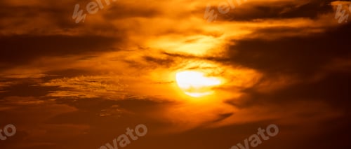 Preview: Dramatic Colorful Sunset Sky over North Atlantic Ocean. Abstract Red Sky.