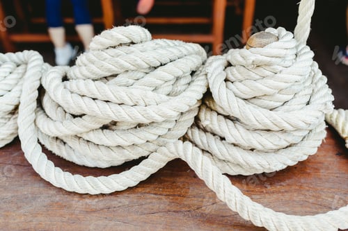 Preview: Knotted boat ropes to hold sails.
