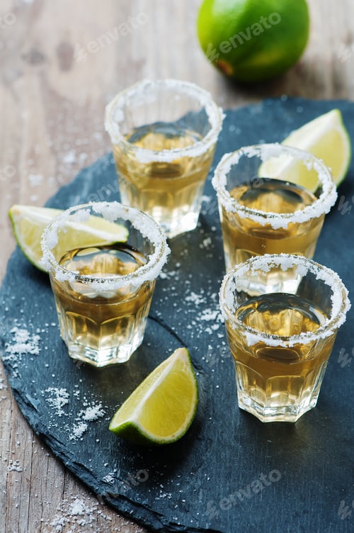 Preview: Gold tequila with lime and salt