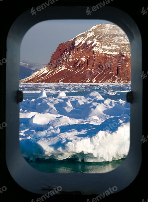 Preview: Arctic scenery through a ships porthile