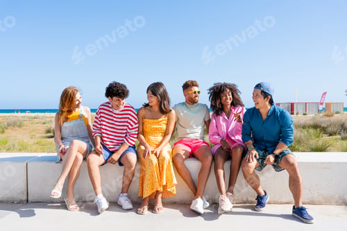 Preview: Group of young best friends bonding outdoors