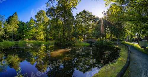 Preview: Sunny Sunrise in Suburban Neighborhood Park. Fraser Heights, Surrey, Vancouver, BC, Canada