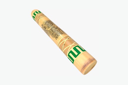 Preview: Cylindrical object with ornate gold lion head design and "n" inscription