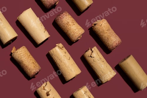 Preview: Wine corks collection. Flat lay