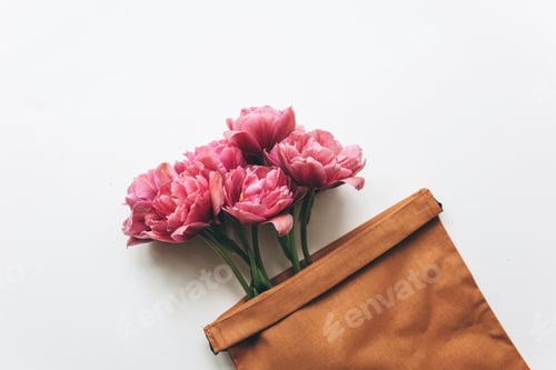 Preview: Pink Flowers Blossom From a Brown Bag