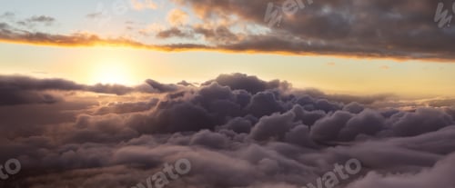 Preview: Dramatic Cloudscape Aerial View. Sunset Sky Art Render. Nature Background