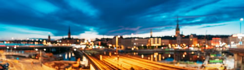 Preview: Stockholm, Sweden. Night Skyline Abstract Boke Bokeh