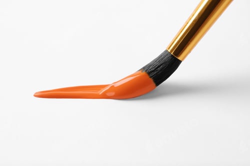 Preview: Brush with color paint and stroke on white background