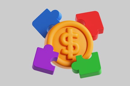 Preview: Dollar coin puzzle pieces assembly