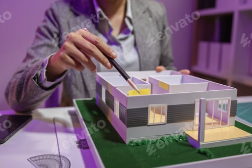 Preview: a passionate female architect works in her private office to remodel a house