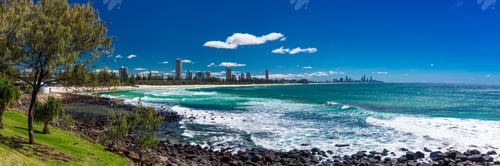 Preview: Gold Coast skyline and surfing beach visible from Burleigh Heads
