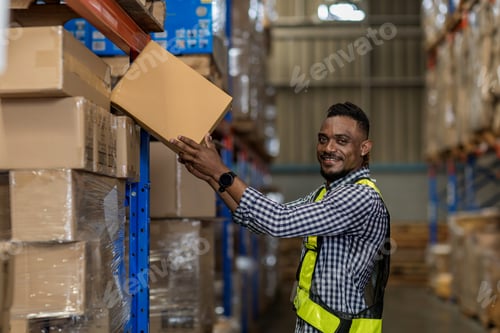 Preview: Warehouse worker working in warehouse storage.
