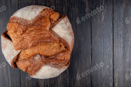 Preview: top view of cob on left side and wooden background with copy space