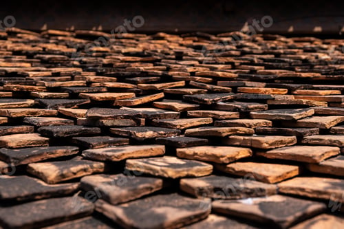 Preview: Old red brick roof tiles, the local traditional roof style in Thailand