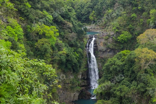 Preview: Nature waterfall in beautiful green forest landscape