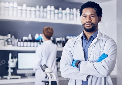 Preview: Science, innovation and portrait of man in laboratory, leadership and motivation in vaccine develop