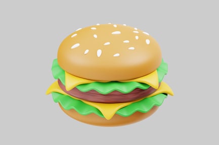 Preview: Cartoon burger with cheese and lettuce