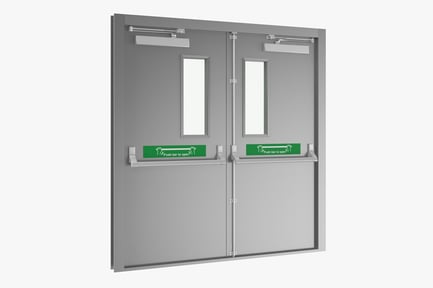 Preview: Gray Double Fire Exit Door with Windows