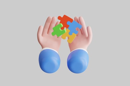 Preview: Puzzle pieces in hands asset