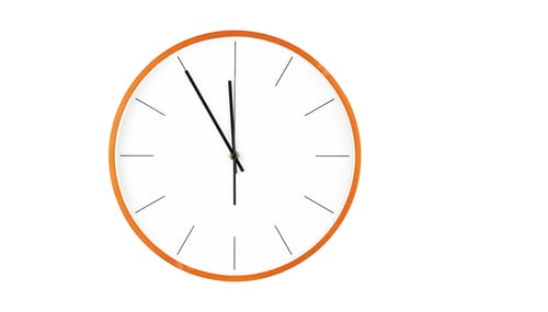 Preview: Modern Orange wall clock with minimalist design featuring clean white face