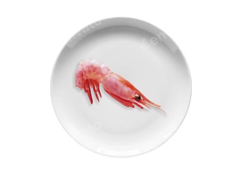 Preview: Cooked Prawn or Tiger Shrimp in White Plate