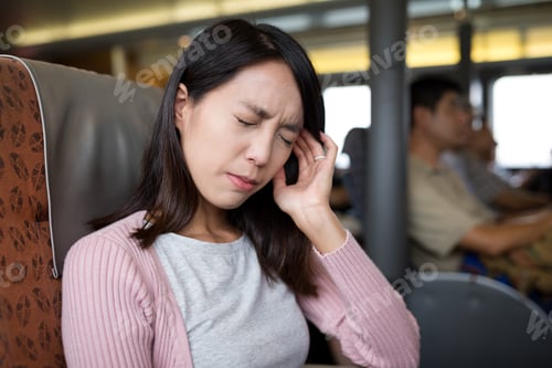 Preview: Woman suffer from headache inside the ferry