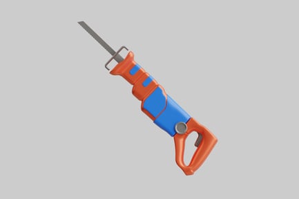 Preview: Cartoon hand saw orange blue