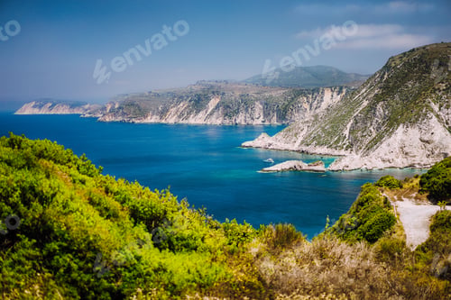 Preview: Coastline near Agia Eleni and Pitani beach in Kefalonia Island, Greece. Most beautiful rocky wild