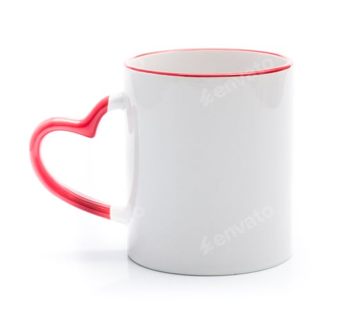 Preview: Ceramic Mug with Heart Handle and Red Trim