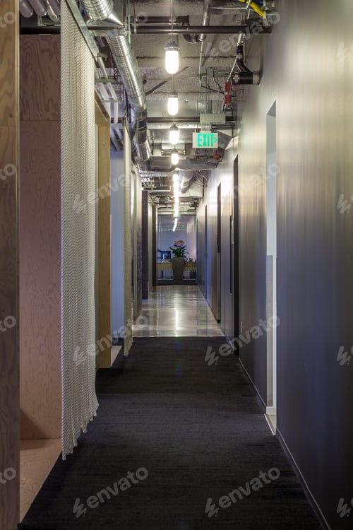Preview: Modern architecture in office hallway