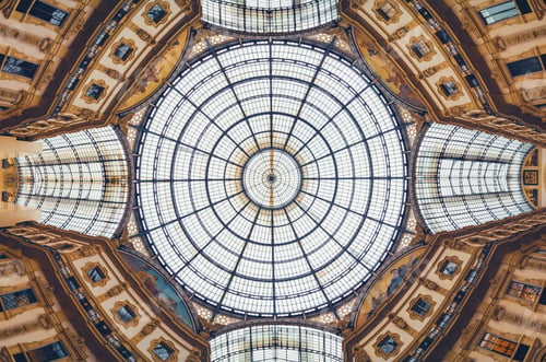 Preview: Panoramic view of Vittorio Emanuele gallery ceiling in Milan, Italy